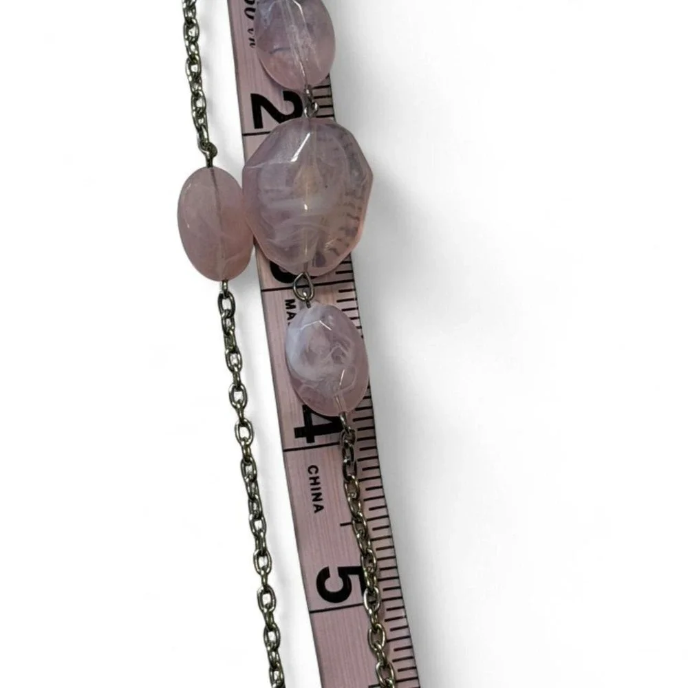 Vintage Long Light Pink Beaded Necklace‎